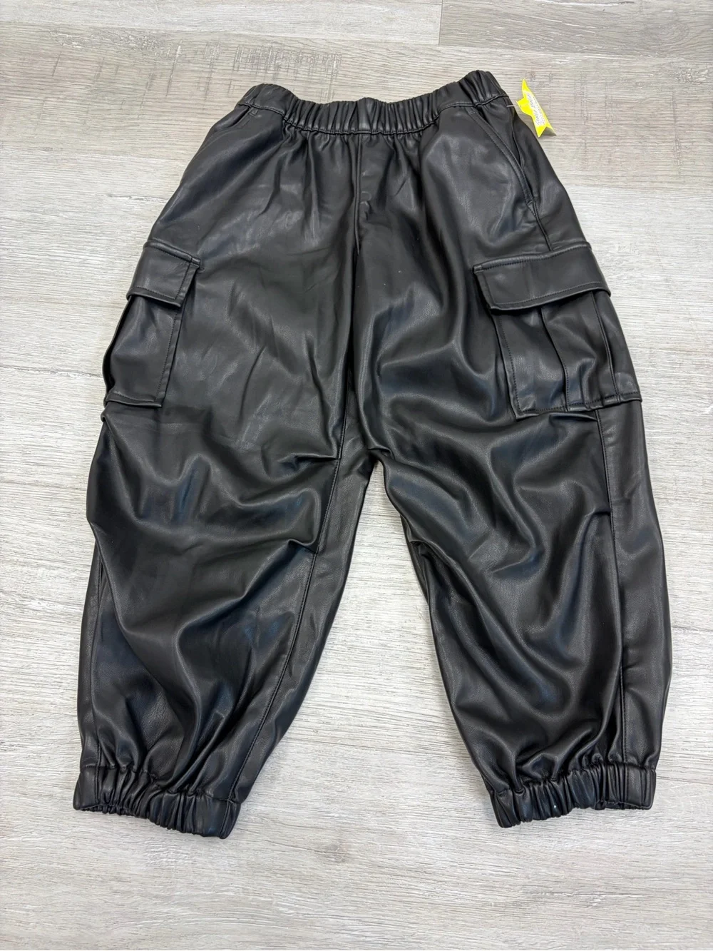 GAP Black Faux Leather Cargo Joggers for Kids